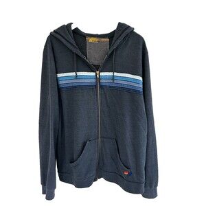 Aviator Nation Hoodie Size XXL 5 Stripe Blue Full Zip Sweatshirt Unisex